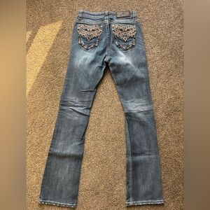 Grace Blue Boot Cut Jeans with Embroidery